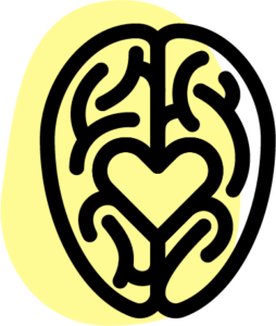 Brain with heart in middle